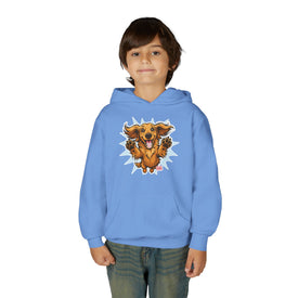 Happy Dachshund Illustration Hoodie | Kids Pullover Sweatshirt