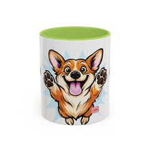 Load image into Gallery viewer, Excited Leaping Corgi  Accent Coffee Mug - Cute Dog Lover Gift (11oz)