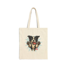 Load image into Gallery viewer, Playful Border Collie Dog Cotton Canvas Tote Bag | Eco-Friendly Shopping, Gift for Dog Lovers, Travel Tote, Pet Lover's Accessory