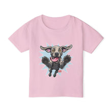 Load image into Gallery viewer, Happy Jumping Weimaraner Dog Toddler T-shirt | Playful Puppy Illustration
