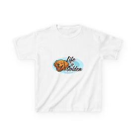 Kids Dog Lover Tee - Life is Golden, Cute Pet Shirt, Gift for Golden Retriever Lovers, Birthday Present, Summer Wear, Fun Casual Top