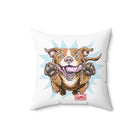 Jumping Happy Rednose Pitbull Dog pillow | Cute cartoon Pit illustration