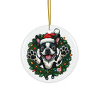 Festive Boston Terrier Dog Ceramic Ornaments - Holiday Decorations, Pet Lover Gift, Personalized Tree Hangings, Christmas Cheer