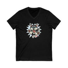 Load image into Gallery viewer, Playful Siberian Husky Dog Graphic V-Neck Tee, Fun Pet Apparel, Gifts for Dog Lovers, Casual Outfit, Birthday Present