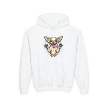 Load image into Gallery viewer, Happy Jumping Chihuahua Hoodie | Cute Dog Illustration, Youth Hoodie