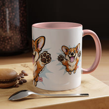 Load image into Gallery viewer, Excited Leaping Corgi  Accent Coffee Mug - Cute Dog Lover Gift (11oz)