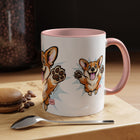 Excited Leaping Corgi  Accent Coffee Mug - Cute Dog Lover Gift (11oz)