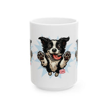 Load image into Gallery viewer, Cheerful Border Collie Dog Lover Mug | Perfect Gift for Pet Owners, Funny Dog Coffee Cup, Ceramic Mug, Animal Lover's Gift, Home Decor