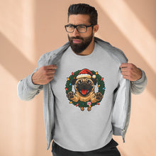 Load image into Gallery viewer, Festive Pug Sweatshirt, Unisex Crewneck, Holiday Gift, Dog Lover Apparel, Christmas Sweater, Cozy Winter Wear