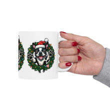 Load image into Gallery viewer, Festive Boston Terrier Dog Lover Mug, Christmas Dog Mug, Holiday Gift for Pet Owners, Cute Puppy Design Cup, Funny Coffee Tea Mug
