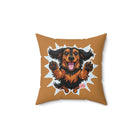 Happy Longhaired Dachshund Throw Pillow — Cute Jumping Sausage Dog Decorative Cushion