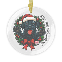 Load image into Gallery viewer, Black Labrador Retriever Glass Ornament, Dog Lover Christmas Tree Decoration, Personalized Pet Ornament, Holiday Gift, Keepsake Dog