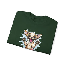 Load image into Gallery viewer, Chihuahua Splash Crewneck Sweatshirt  Cute Jumping Puppy Graphic