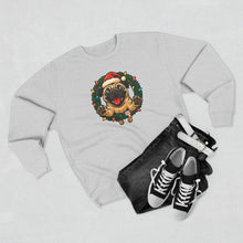 Load image into Gallery viewer, Festive Pug Sweatshirt, Unisex Crewneck, Holiday Gift, Dog Lover Apparel, Christmas Sweater, Cozy Winter Wear