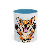 Load image into Gallery viewer, Excited Leaping Corgi  Accent Coffee Mug - Cute Dog Lover Gift (11oz)