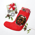 German Shepherd Christmas Wreath Stocking | Red Holiday GSD Stocking