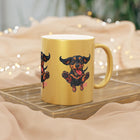 Happy Dachshund Illustration Metallic Mug | Silver or Gold