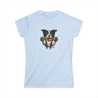 OMG Youre Home Dog Reunion T-Shirt: Happy and Excited Leaping Border Collie Women's Shirt