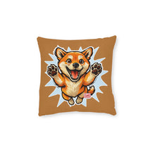Load image into Gallery viewer, Happy Jumping Shiba Inu Square Pillow | Cute Dog Cartoon Accent Cushion