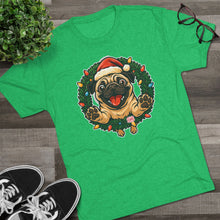 Load image into Gallery viewer, Festive Pug Christmas Tee, Holiday Shirt, Dog Lover Gift, Cute Animal Apparel, Unisex Crew Neck, Unique Christmas Present