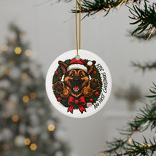 Load image into Gallery viewer, Festive German Shepherd Puppy Ceramic Ornaments, Holiday Decor, Personalized Gifts, Tree Decorations, My First Christmas