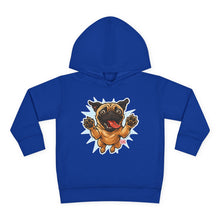 Load image into Gallery viewer, Adorable Toddler Fleece Hoodie with Playful Pug Design, Kids Pullover, Cute Dog Sweater, Pet Lover Gift, Cozy Toddler Apparel
