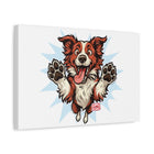 Happy Border Collie Illustration Canvas | Matte Stretched 1.25"