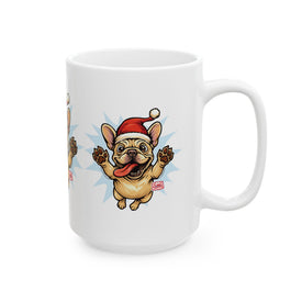 Festive French Bulldog Mug: Holiday Gift, Cute Dog Lover Mug, Christmas Drinkware, Fun Pet-Themed Coffee Cup, Animal Lover Present