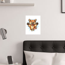 Load image into Gallery viewer, Happy Jumping Shiba Inu Puppy Poster | Satin Poster (210gsm)