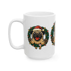 Festive Pug Ceramic Mug - Holiday Gift, Cute Pet Lover Mug, Christmas Mug, Coffee Cup, Dog-Themed Drinkware