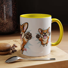 Load image into Gallery viewer, Excited Leaping Corgi  Accent Coffee Mug - Cute Dog Lover Gift (11oz)