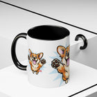 Excited Leaping Corgi  Accent Coffee Mug - Cute Dog Lover Gift (11oz)