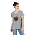 Cute Black Labrador Retriever Christmas V-Neck T-Shirt, Holiday Tee, Festive Womens Shirt, Christmas Gift, Winter Apparel