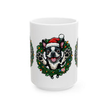 Load image into Gallery viewer, Festive Boston Terrier Dog Lover Mug, Christmas Dog Mug, Holiday Gift for Pet Owners, Cute Puppy Design Cup, Funny Coffee Tea Mug
