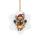Festive Frenchie Ornaments, Pet Lover Gifts, Holiday Decor, Christmas Tree Decorations, 2-Sided Prints, Multiple Pack Options
