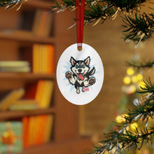 Load image into Gallery viewer, Whimsical Siberian Husky Dog Lover Metal Ornament, Pet Memorial, Holiday Decoration, Personalized Gift, Christmas Keepsake