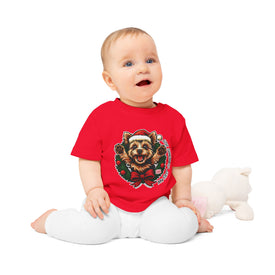 Adorable Christmas Baby T-Shirt, Festive Infant Tee with Santa Yorkie Design, Perfect for Holiday Photos, Baby Gift, My First Christmas