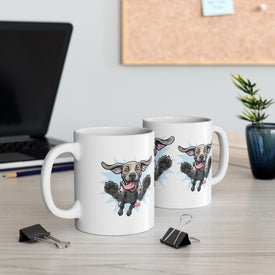 Happy Jumping Weimaraner Dog Mug | Playful Dog Illustration Ceramic Mug