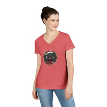 Load image into Gallery viewer, Cute Black Labrador Retriever Christmas V-Neck T-Shirt, Holiday Tee, Festive Womens Shirt, Christmas Gift, Winter Apparel