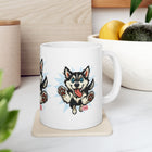 Happy Leaping Siberian Husky Ceramic mug, 11oz and 15oz, Husky Dog Parent Gift