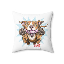 Load image into Gallery viewer, Jumping Happy Rednose Pitbull Dog pillow | Cute cartoon Pit illustration