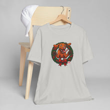 Load image into Gallery viewer, Festive Vizsla Dog Wreath T-Shirt | Unisex Jersey Tee, Holiday Apparel, Dog Lover Gifts, Christmas Shirt, Pet-Themed Fashion