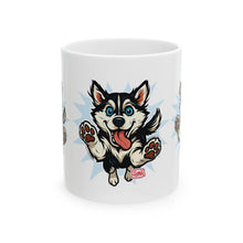 Load image into Gallery viewer, Happy Leaping Siberian Husky Ceramic mug, 11oz and 15oz, Husky Dog Parent Gift