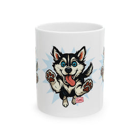 Happy Leaping Siberian Husky Ceramic mug, 11oz and 15oz, Husky Dog Parent Gift