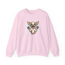 Load image into Gallery viewer, Chihuahua Splash Crewneck Sweatshirt  Cute Jumping Puppy Graphic