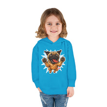 Load image into Gallery viewer, Adorable Toddler Fleece Hoodie with Playful Pug Design, Kids Pullover, Cute Dog Sweater, Pet Lover Gift, Cozy Toddler Apparel