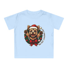 Load image into Gallery viewer, Adorable Christmas Baby T-Shirt, Festive Infant Tee with Santa Yorkie Design, Perfect for Holiday Photos, Baby Gift, My First Christmas