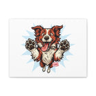 Happy Border Collie Illustration Canvas | Matte Stretched 1.25"