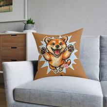 Load image into Gallery viewer, Happy Jumping Shiba Inu Square Pillow | Cute Dog Cartoon Accent Cushion
