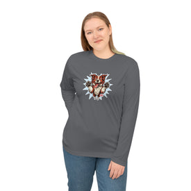 Red and White Border Collie Illustration Long Sleeve Shirt | Dog Art
